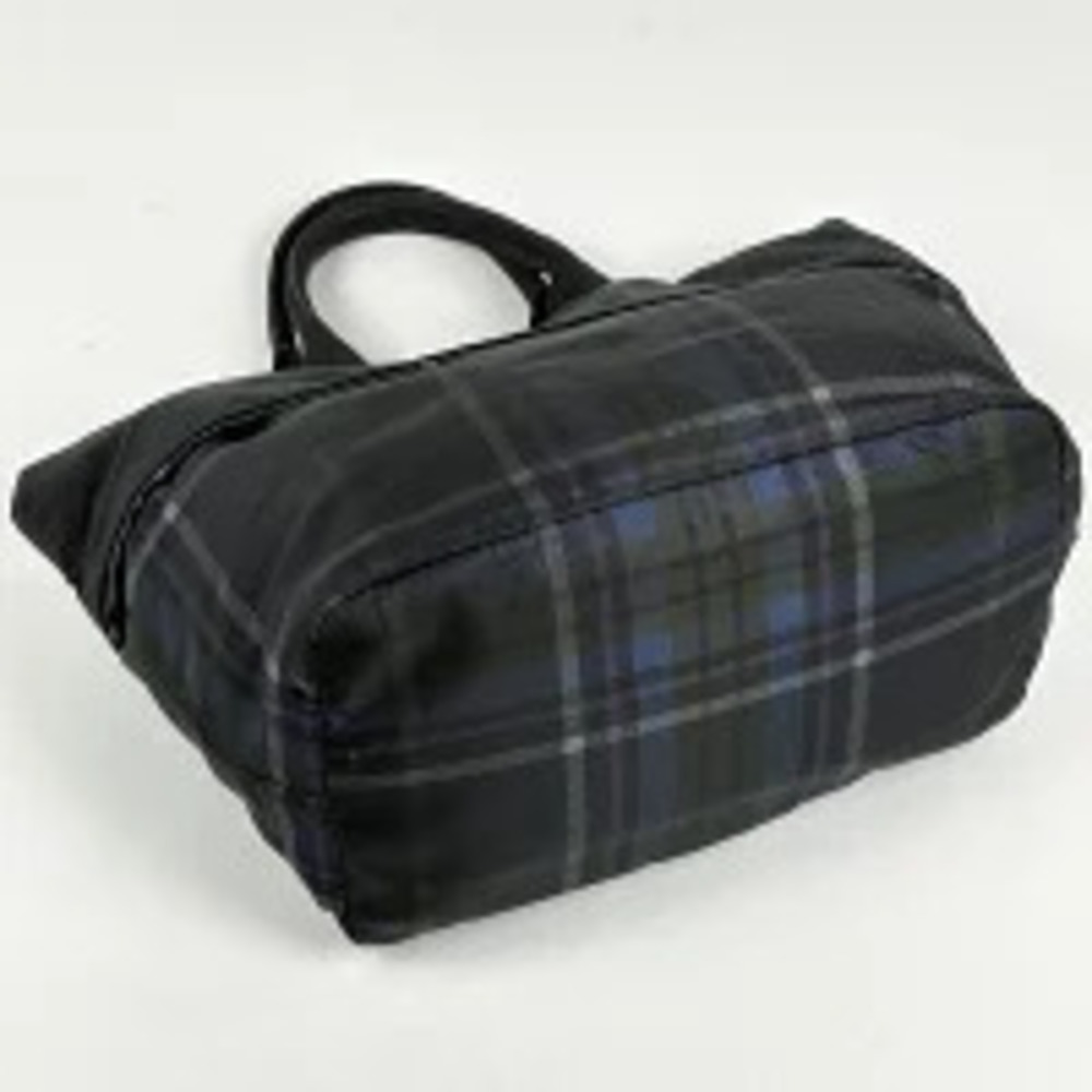 Prada tote plate reversible black check shoulder bag